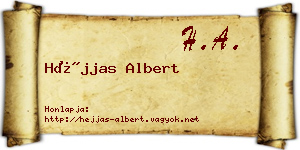 Héjjas Albert névjegykártya